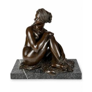 James Pradier, Bronze Portrait Of A Woman, *nude Odalisque With A Turban*, Marble, 19th Century