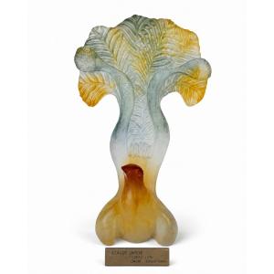 Important Animal Sculpture In Glass Paste By Daum France: *the Lyre Bird* By Claude Lhoste