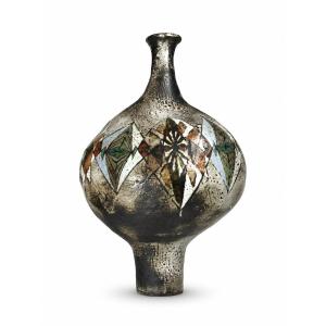 Paul Quéré  Large, Free-form Ceramic Vase, Signed In Vallauris, 1960, Glazed, 52 Cm, Vintage Design