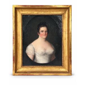 Devouges Empire-style Painting: Portrait Of A Young Woman Curiosa 1813