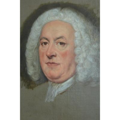 Jean Baptiste Van Loo Portrait Tableau Ancien Portrait d'Homme à La Perruque  toile  Ovale 18e