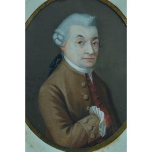 Jean-evariste Bertolusso  Ancien Tableau Portrait Homme Perruque Toulon 18 ème Rome Miniature