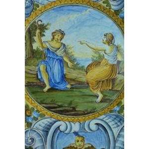 Avelli De Rovigo Urbino  Sv Ancien Grand Plat Faience Italie Renaissance  Majolique X 2 