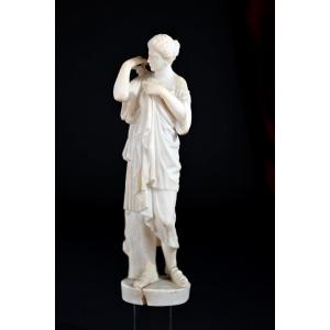 Ancienne Statue Diane De Gabies Praxitele Grec Rome Antique Portrait Albatre 19e