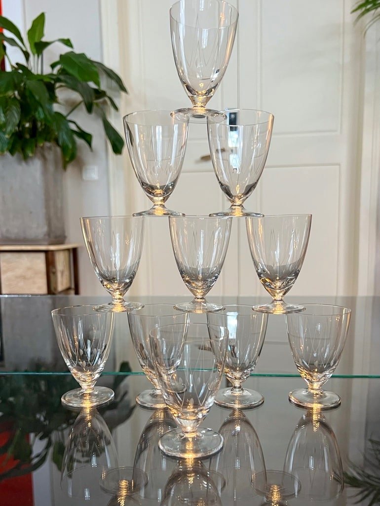 Crystal Digestive Glasses - Art Deco Period-photo-5