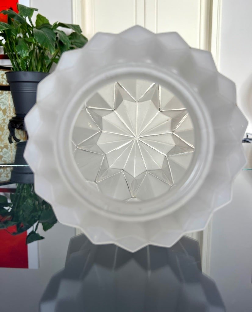 Art Deco Pendant - Chromed Metal And Frosted Glass-photo-3