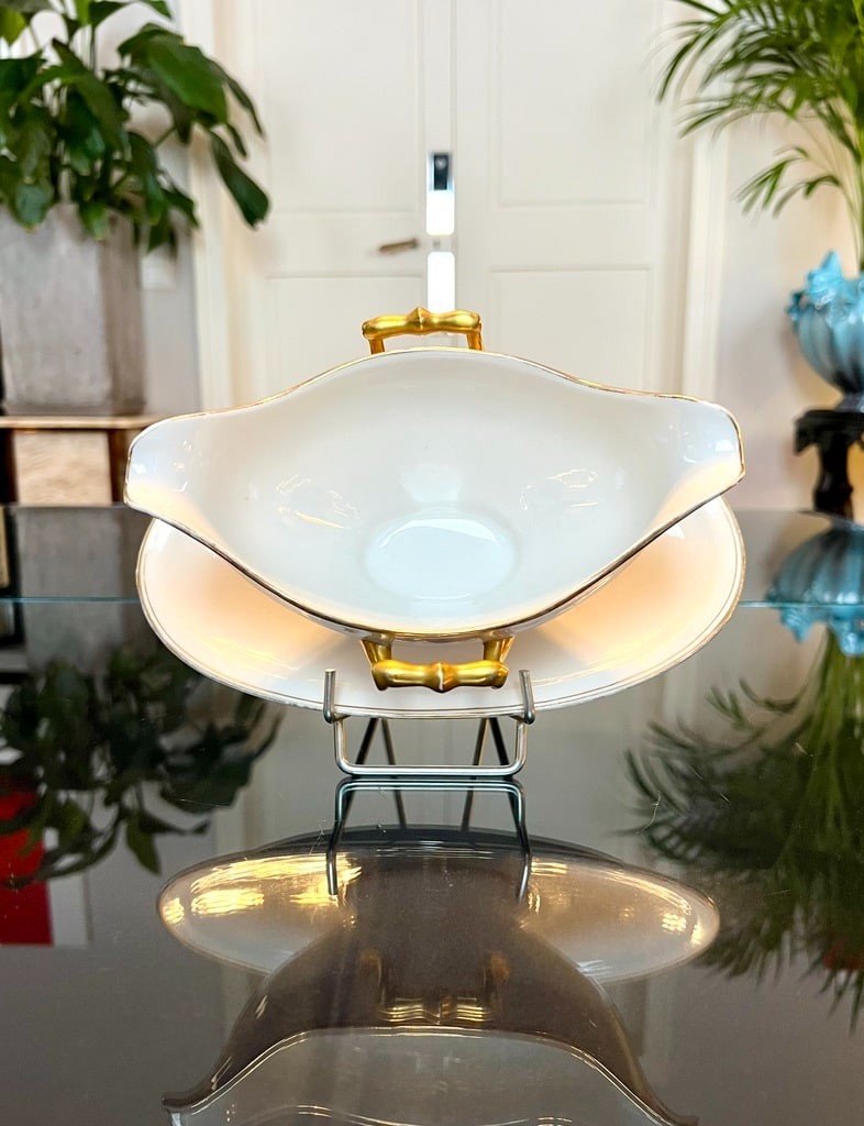 Gravy Boat - Limoges Porcelain Tray -photo-4