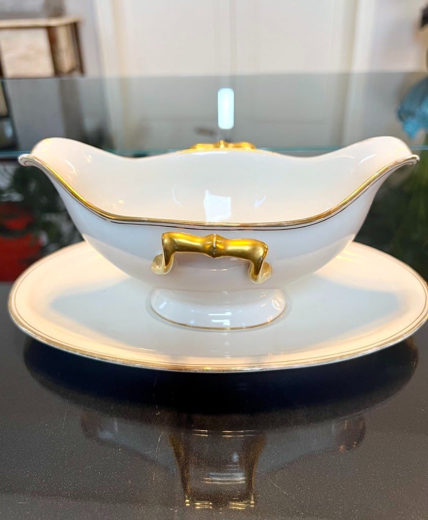 Gravy Boat - Limoges Porcelain Tray -photo-5