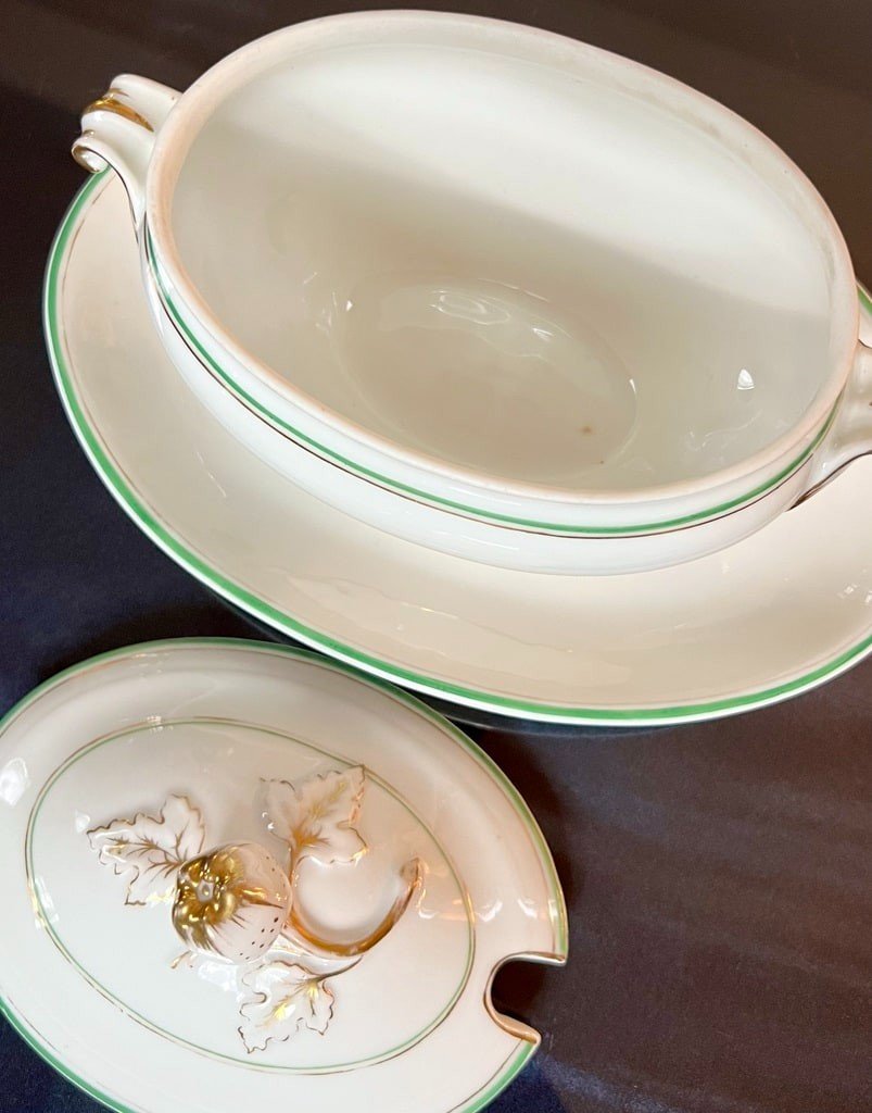 Sauce Boat With Tray With Lid - Vieux Paris Porcelain -photo-3
