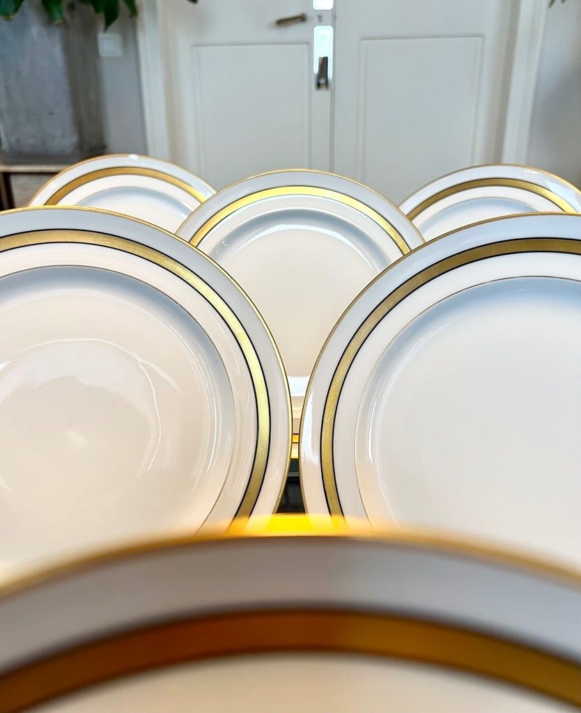 Limoges Porcelain Dessert Plates - White And Gold-photo-4