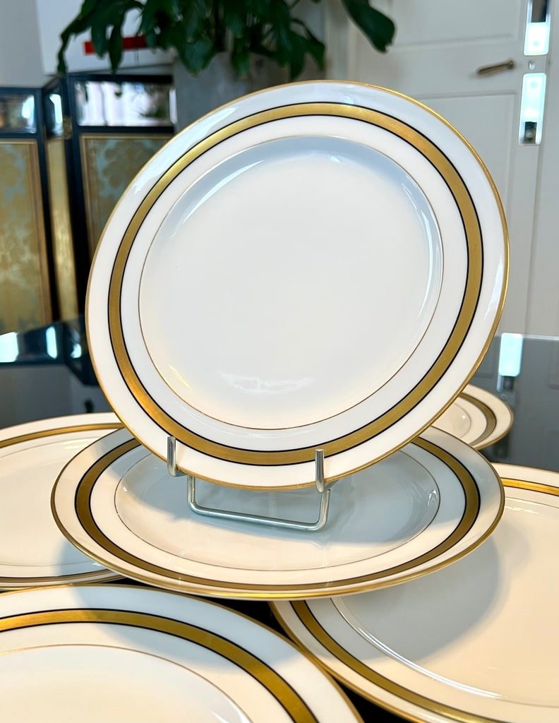 Limoges Porcelain Dessert Plates - White And Gold