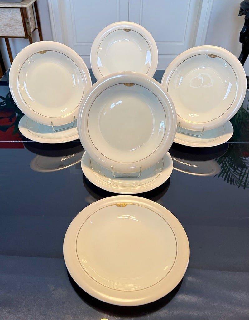 Assiettes Plates En Porcelaine Initiales Gm - Rouard - Hutschenreuther - Art Déco-photo-1