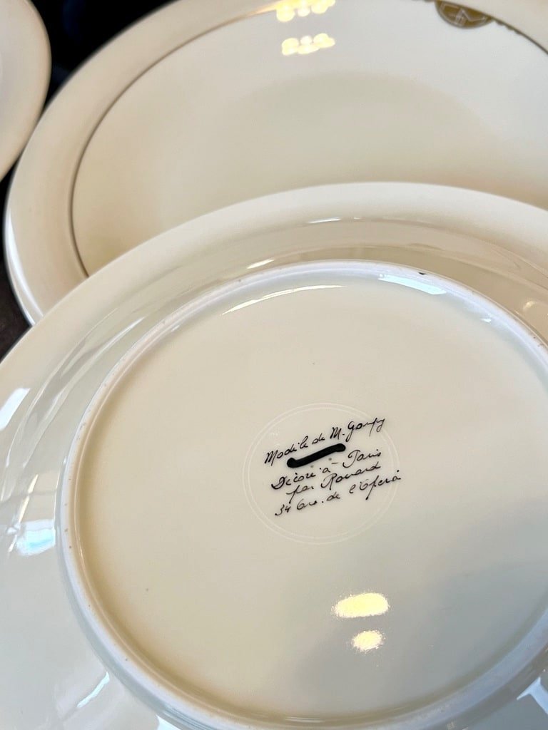 Assiettes Plates En Porcelaine Initiales Gm - Rouard - Hutschenreuther - Art Déco-photo-4