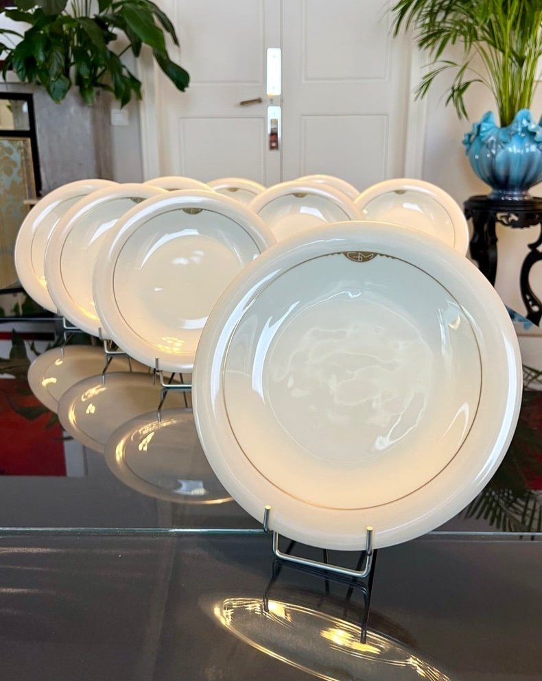 Assiettes Plates En Porcelaine Initiales Gm - Rouard - Hutschenreuther - Art Déco