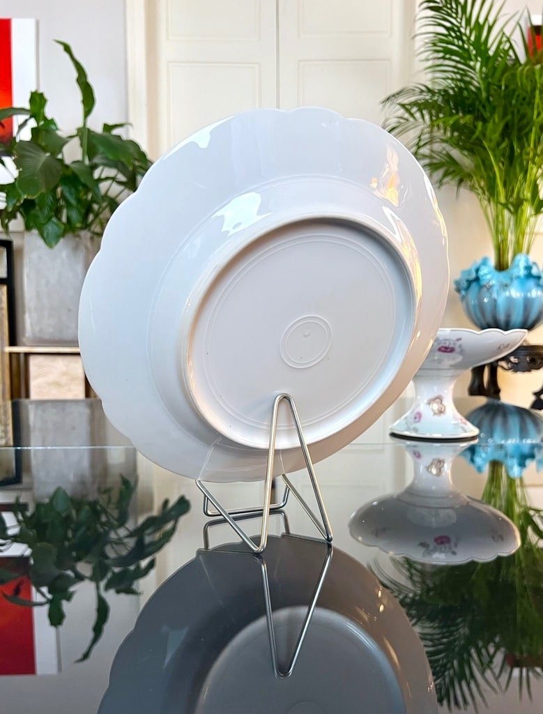 Porcelain Compotier And Serving Dish - Romantic Decor Monograms Carnation Flowers-photo-5