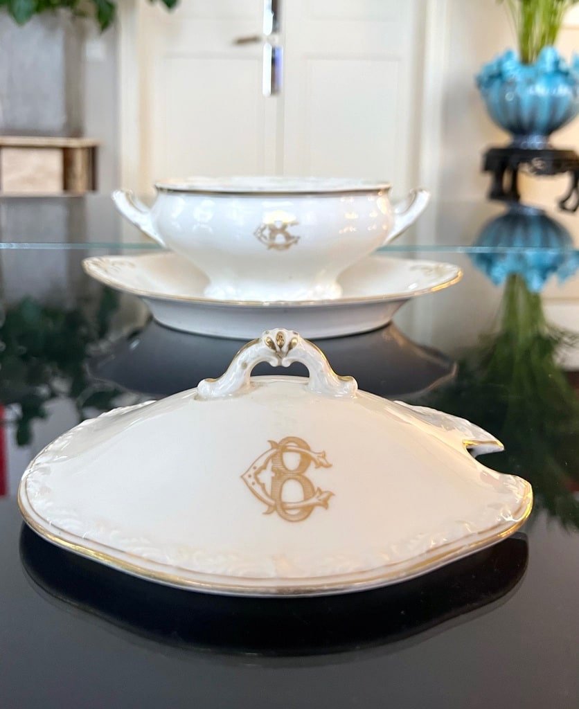 Saucière En Porcelaine Vieux Paris - Initiales CB Monogrammes-photo-4