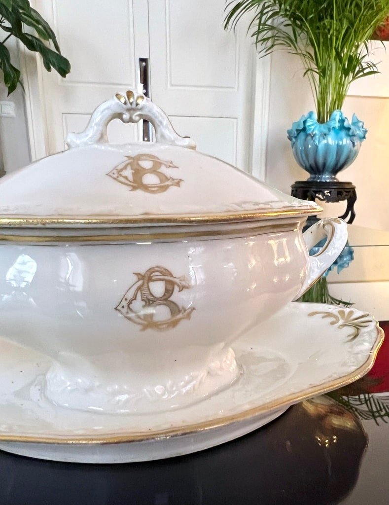 Saucière En Porcelaine Vieux Paris - Initiales CB Monogrammes-photo-4