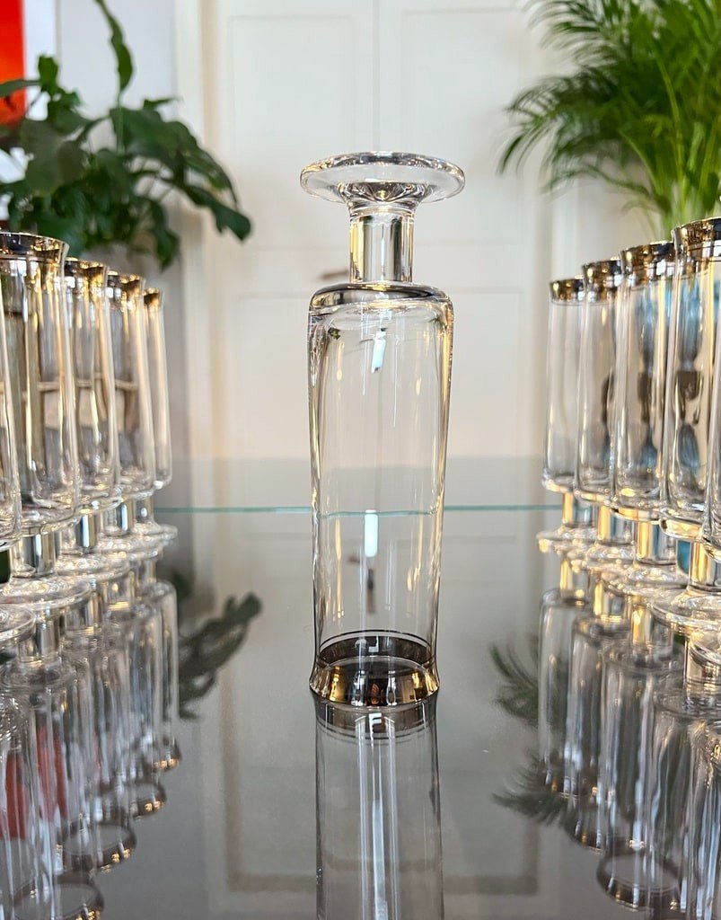 Crystal Champagne Flutes - Vintage 1970s Glassware Set-photo-3
