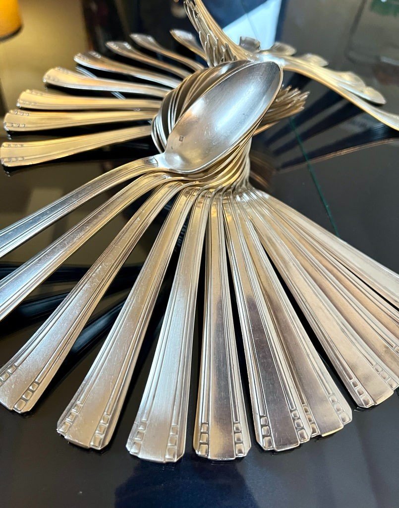 Art Deco Cutlery In White Metal - Goldsmith Roux Marquiand-photo-2