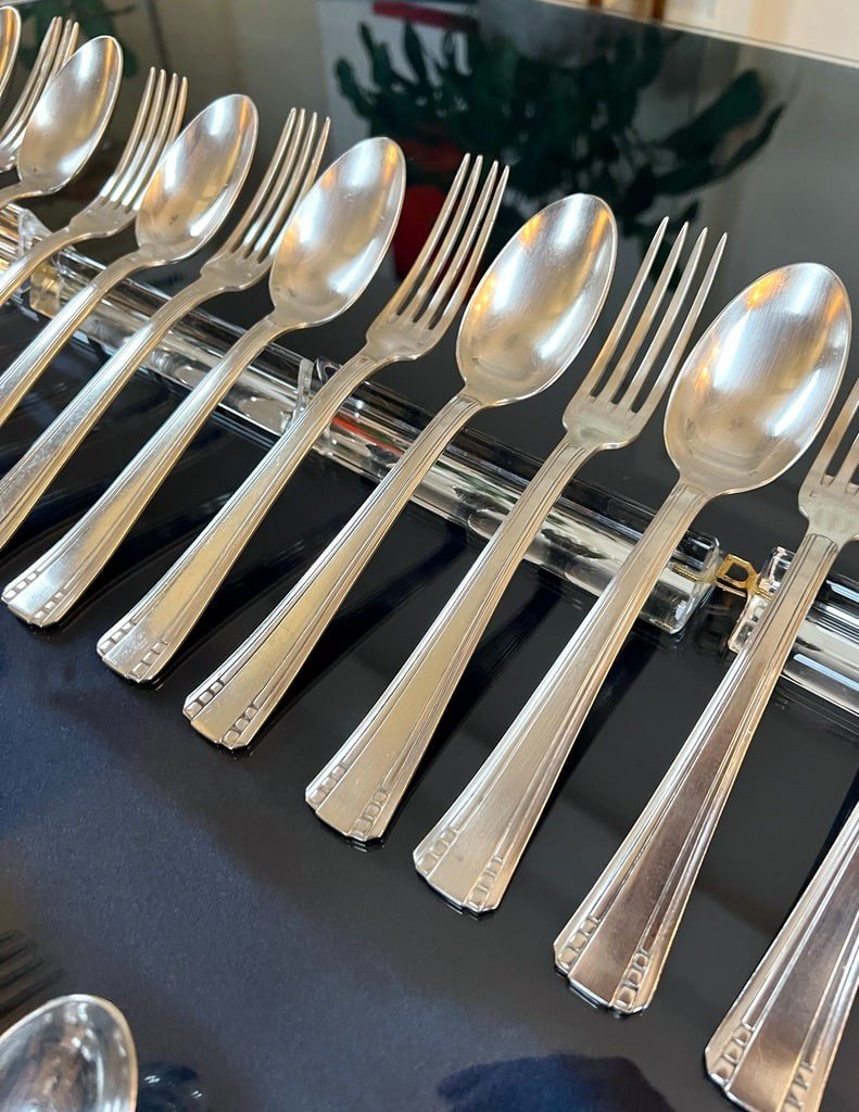Art Deco Cutlery In White Metal - Goldsmith Roux Marquiand-photo-3