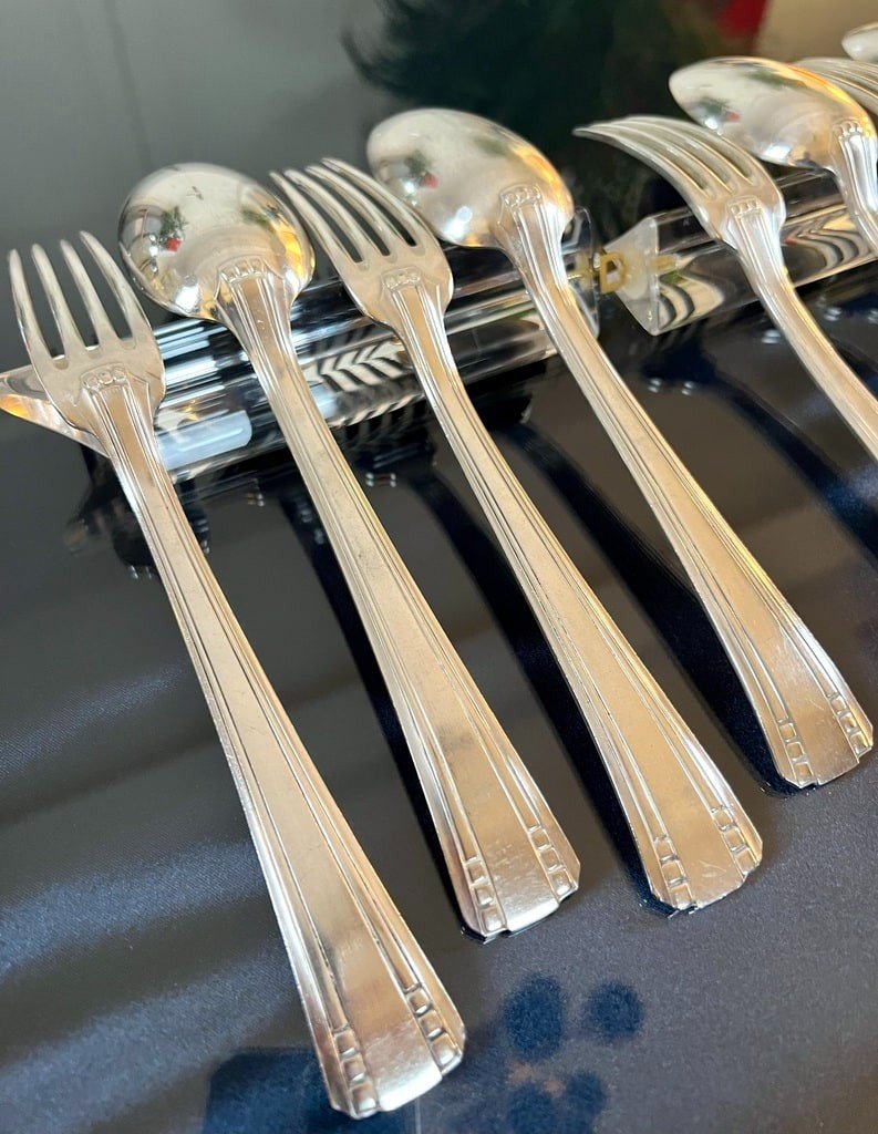 Art Deco Cutlery In White Metal - Goldsmith Roux Marquiand-photo-2