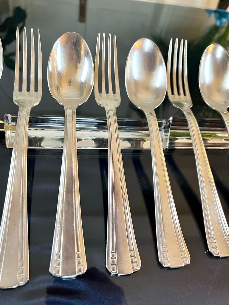 Art Deco Cutlery In White Metal - Goldsmith Roux Marquiand-photo-4