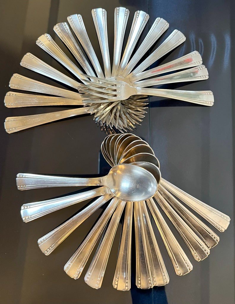 Art Deco Cutlery In White Metal - Goldsmith Roux Marquiand-photo-6