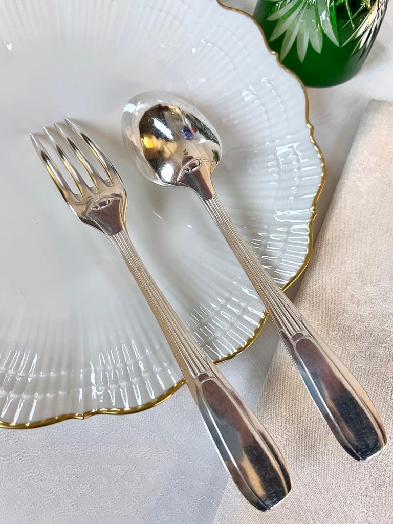 Coffret De 24 Pièces En Métal Blanc Alfénide - Couverts Art Déco-photo-3