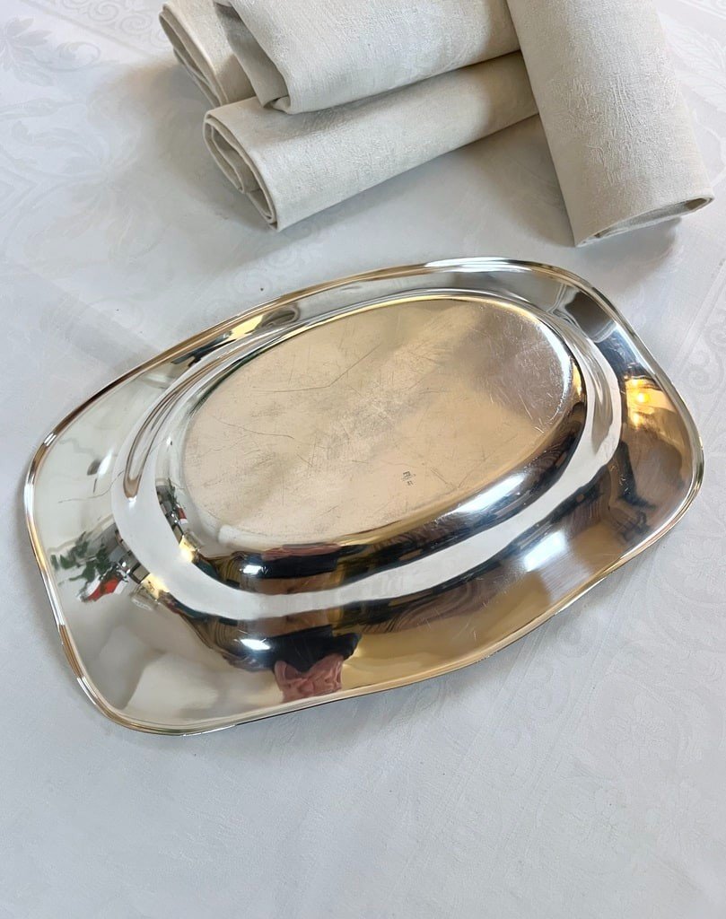 Silver Plated Bread Basket - Christofle Hallmarked Shaped Piece - 20th Century -photo-4