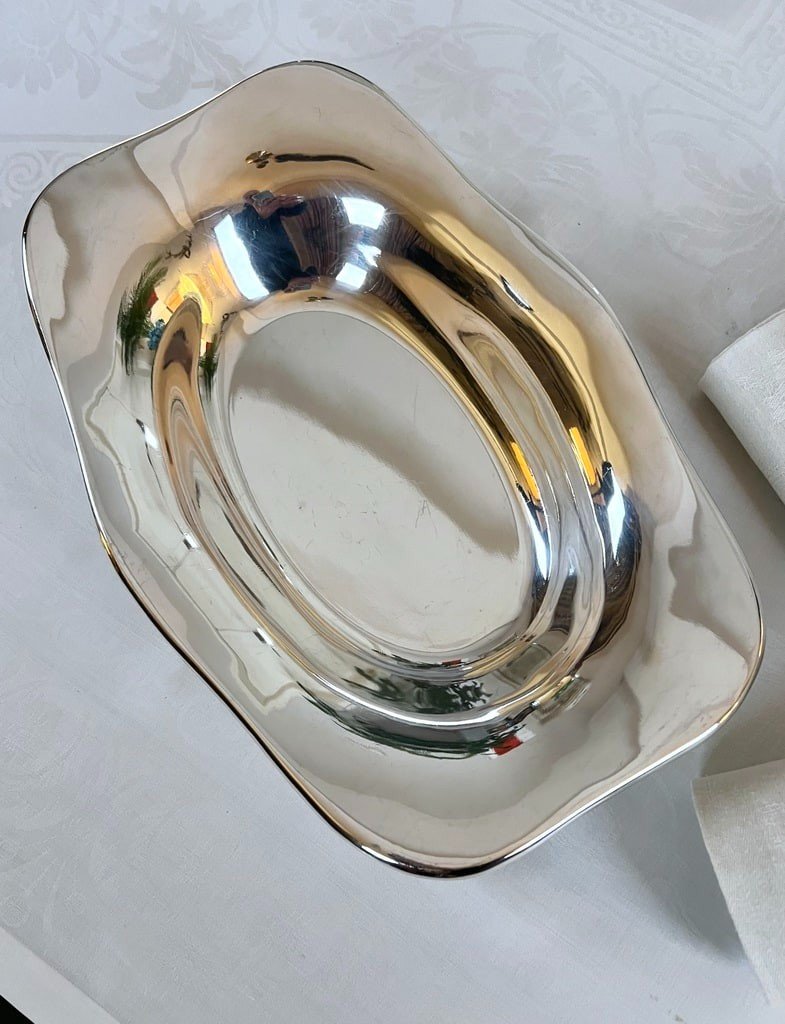 Silver Plated Bread Basket - Christofle Hallmarked Shaped Piece - 20th Century -photo-7