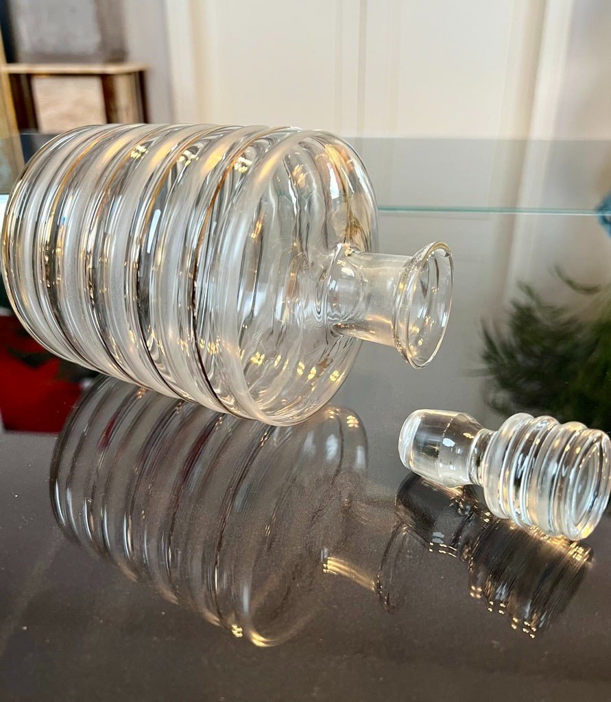 Carafe De Bar - Bouteille En Verre - Filets d'Or Fin - Art Déco-photo-3