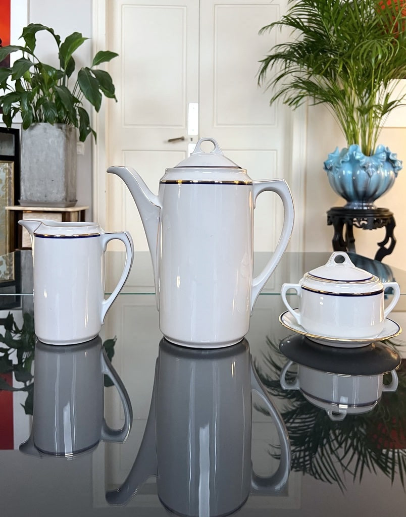 Service Thé Café Tasses à Déjeuner En Porcelaine  - Verseuse Sucrier Crémier - Vintage-photo-3