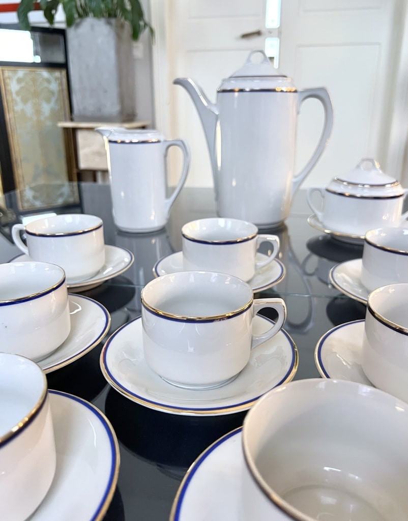 Service Thé Café Tasses à Déjeuner En Porcelaine  - Verseuse Sucrier Crémier - Vintage-photo-7