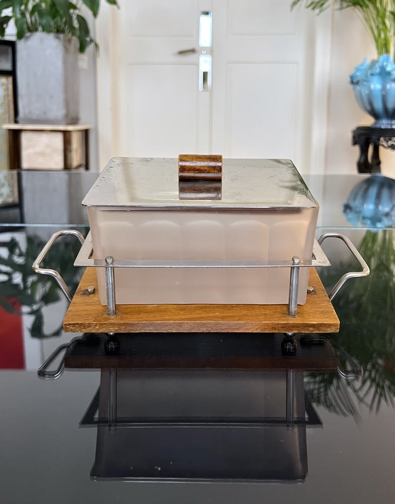 Art Deco Biscuit Tin - Glass Biscuit Tin Mounted On Tray-photo-7