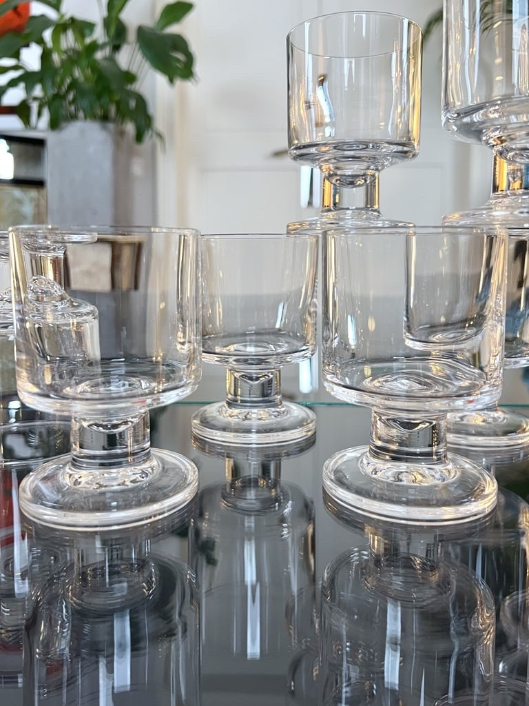 Crystal Stemmed Wine Glasses - Vintage 1970 - Set Of 11 Table Glasses-photo-4