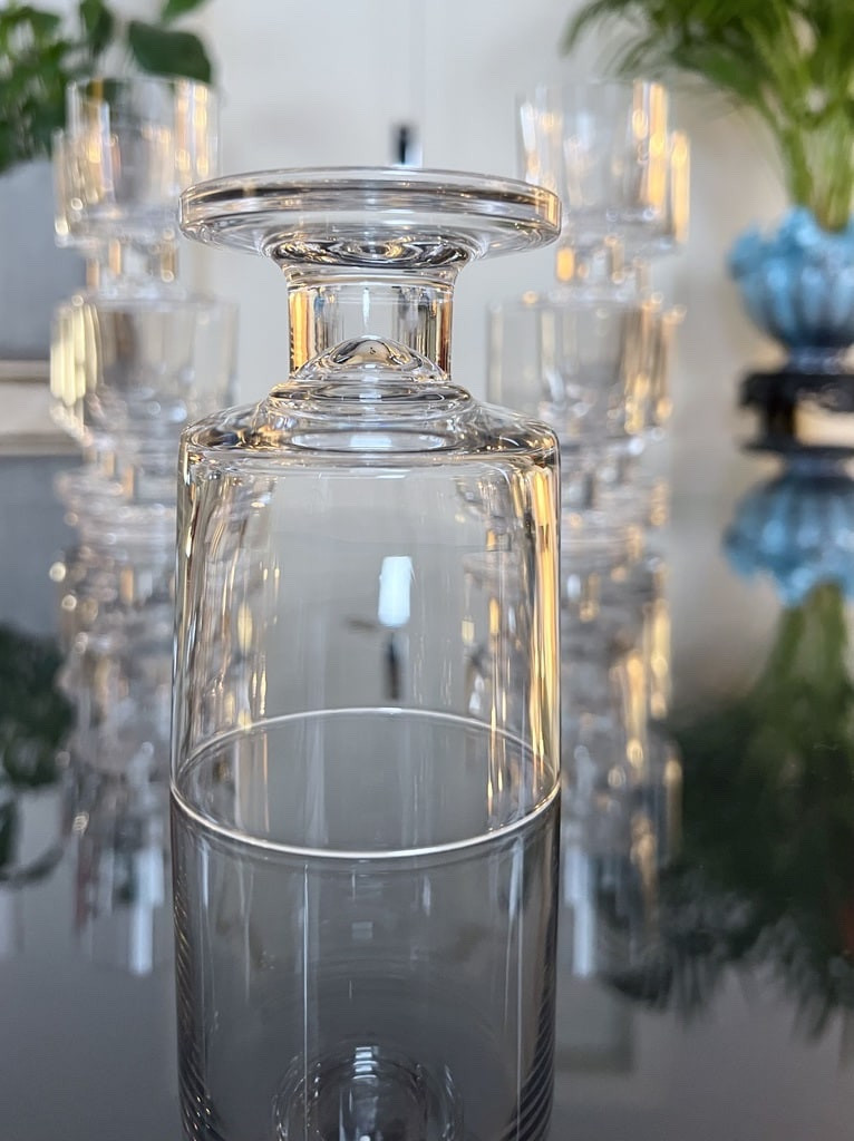 Crystal Stemmed Wine Glasses - Vintage 1970 - Set Of 11 Table Glasses-photo-3