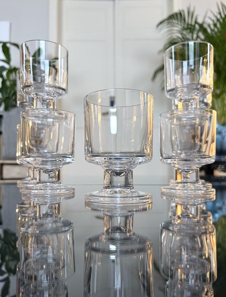 Crystal Stemmed Wine Glasses - Vintage 1970 - Set Of 11 Table Glasses-photo-2