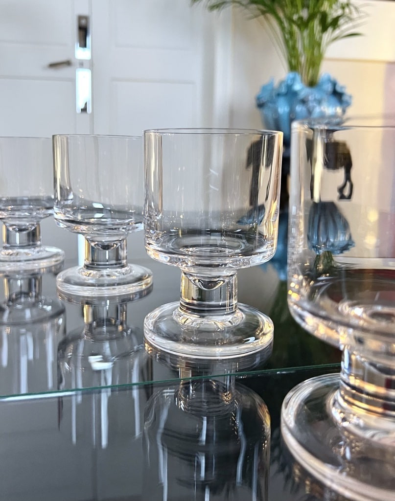 Service 10 Verres à Eau à Pied En Cristal - 1970 Vintage -photo-1
