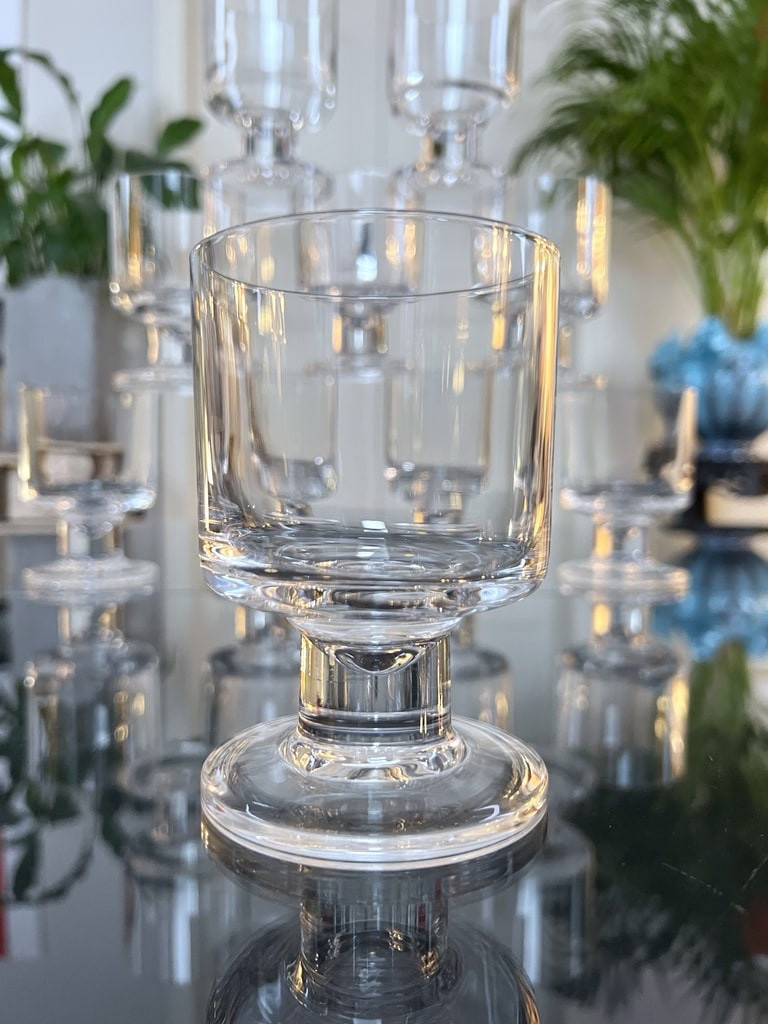 Service 10 Verres à Eau à Pied En Cristal - 1970 Vintage -photo-2