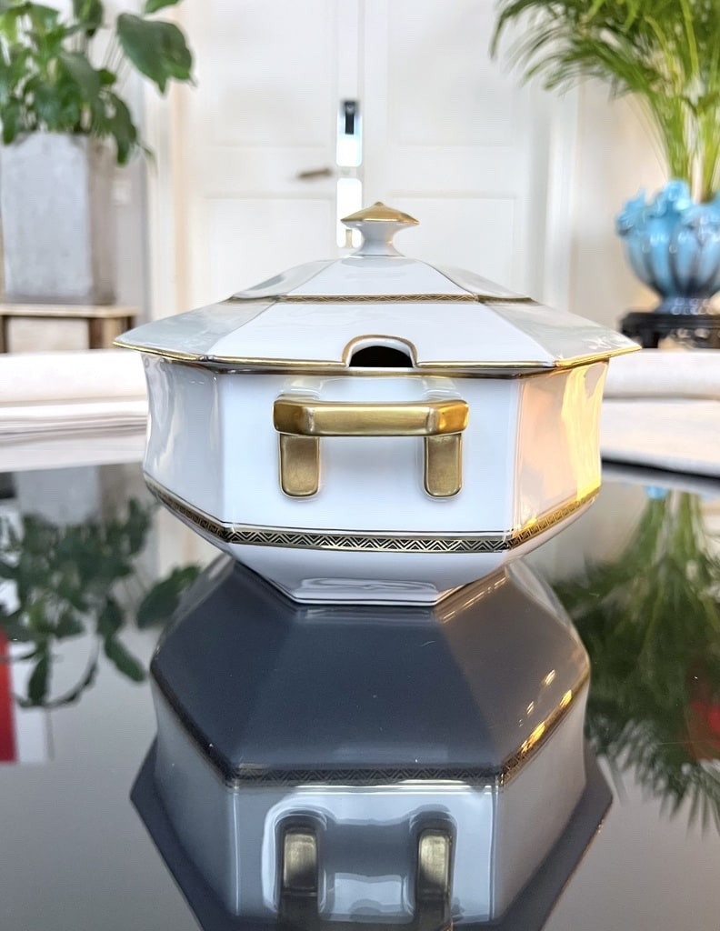 Limoges Porcelain Soup Tureen - A. Lanternier - Art Deco Service Piece-photo-3