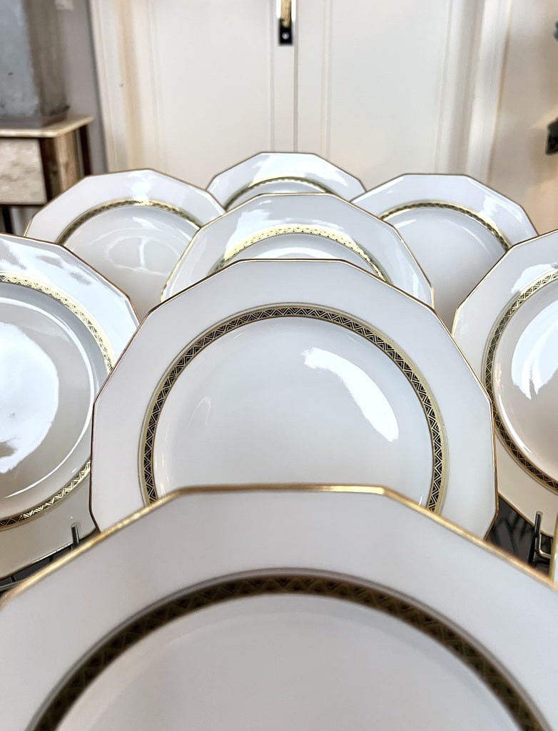 Art Deco Dessert Plates - Limoges Porcelain - A. Lanternier - Dinner Service-photo-3