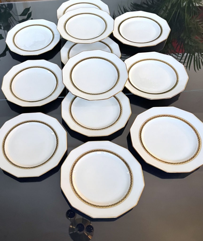 Art Deco Dessert Plates - Limoges Porcelain - A. Lanternier - Dinner Service-photo-6