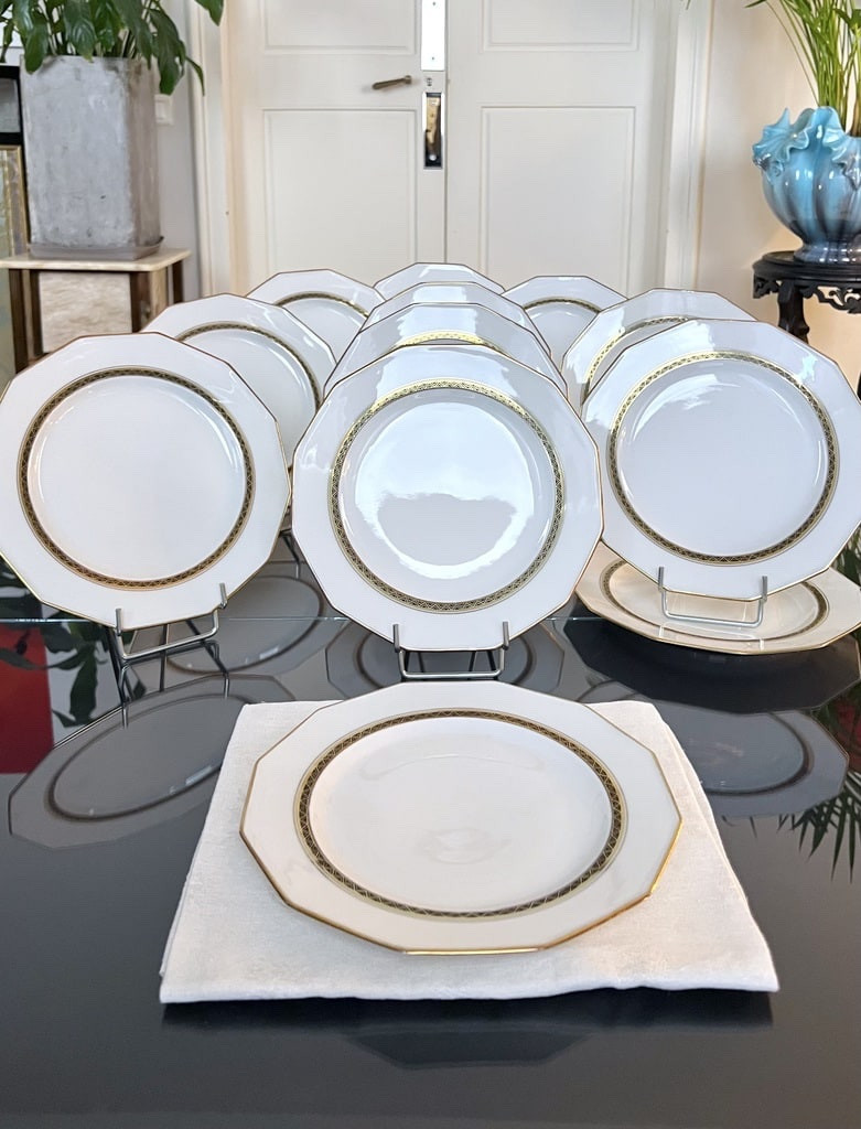 Art Deco Dessert Plates - Limoges Porcelain - A. Lanternier - Dinner Service-photo-7