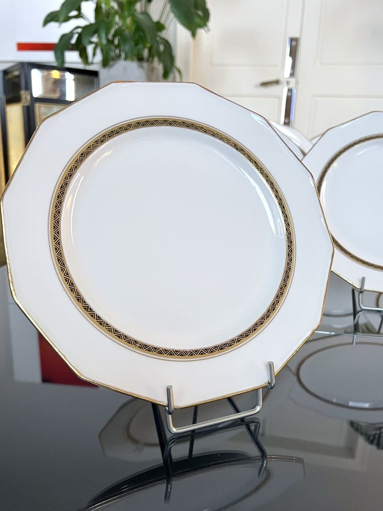 12 Assiettes plates - Porcelaine de Limoges - A. Lanternier - Service De Table Art Déco-photo-6
