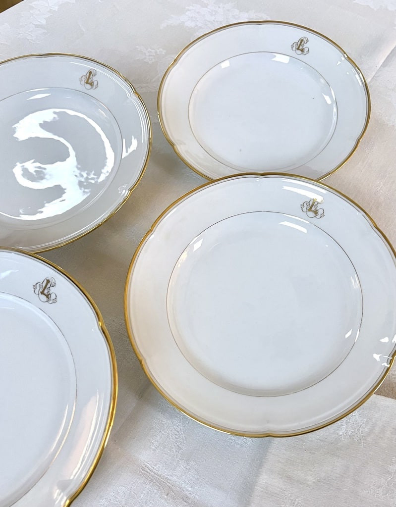 Small Serving Dish - Jean Pouyat Porcelain - Old Paris - Monograms-photo-3