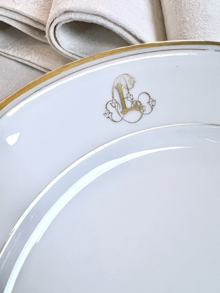 Small Serving Dish - Jean Pouyat Porcelain - Old Paris - Monograms-photo-4