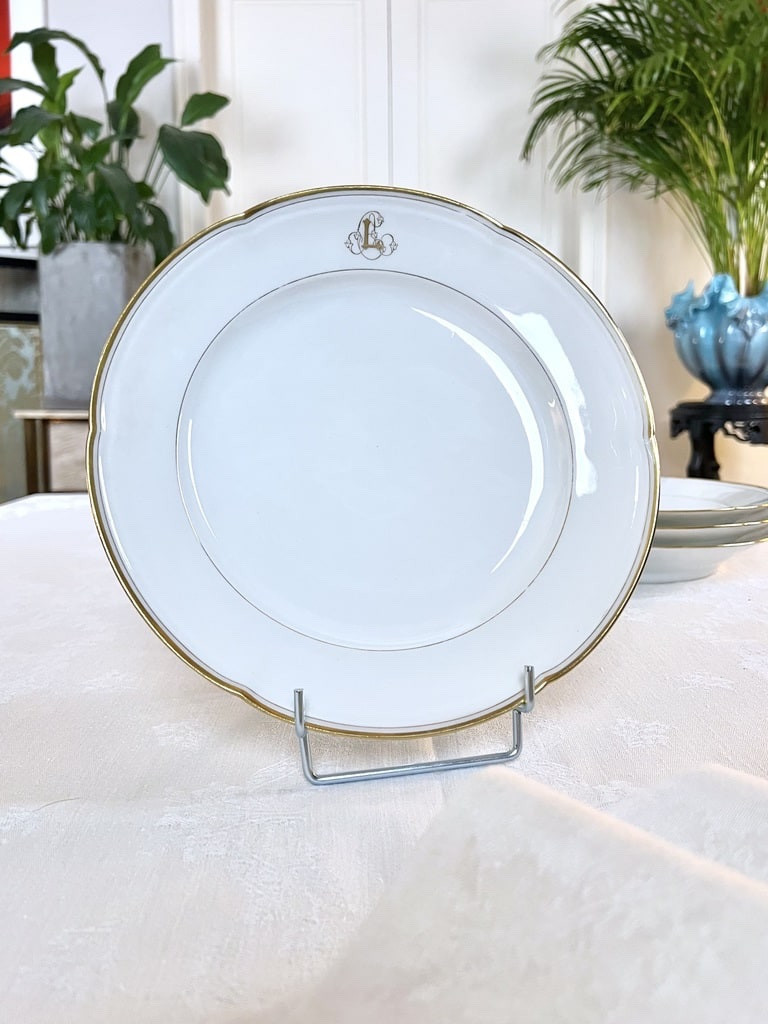 Small Serving Dish - Jean Pouyat Porcelain - Old Paris - Monograms-photo-2