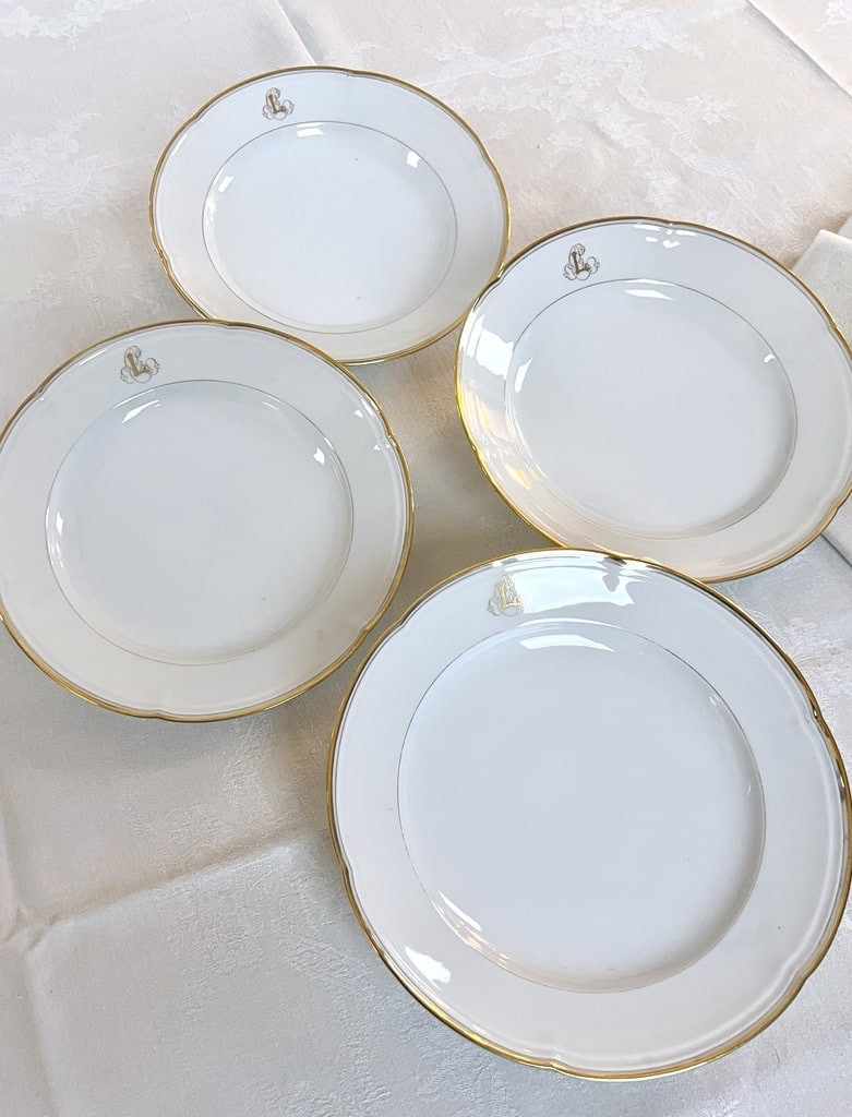 Small Serving Dish - Jean Pouyat Porcelain - Old Paris - Monograms-photo-4
