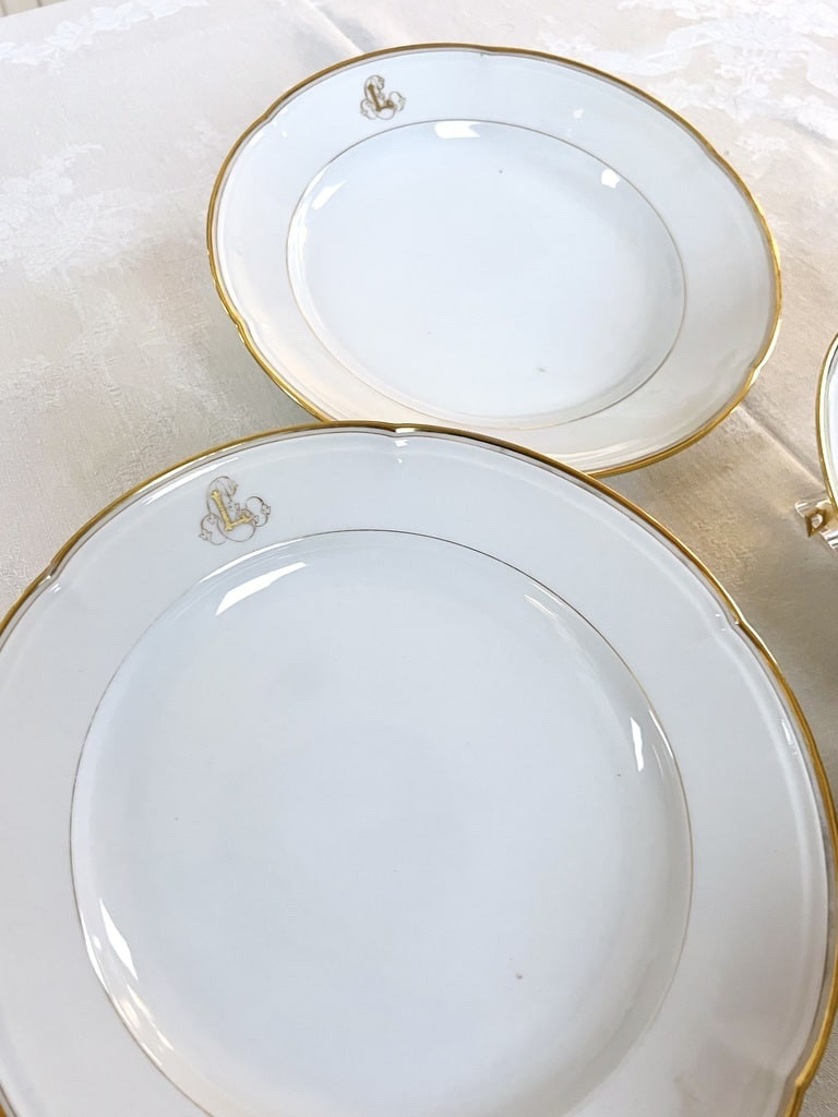 Small Serving Dish - Jean Pouyat Porcelain - Old Paris - Monograms-photo-5