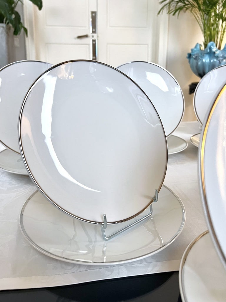 Vintage Dinner Plates - Porcelain With Platinum Net Decor-photo-3